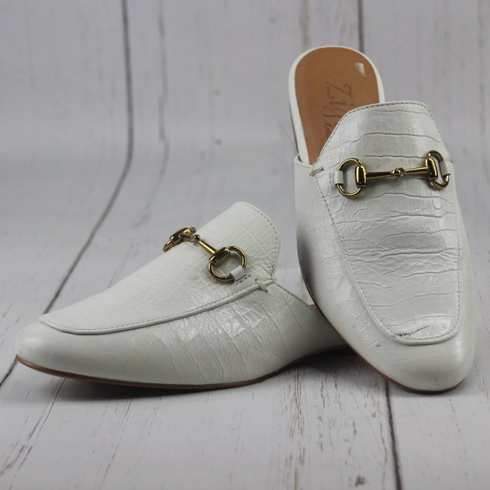 Zigi Artisan Soho Women's Size 7 Mallary White Faux Crocodile Mules